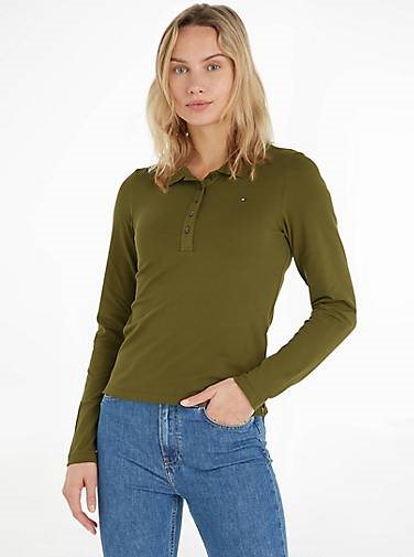 TOMMY HILFIGER Damen Poloshirt 1985 SLIM PIQUE POLO Langarm
