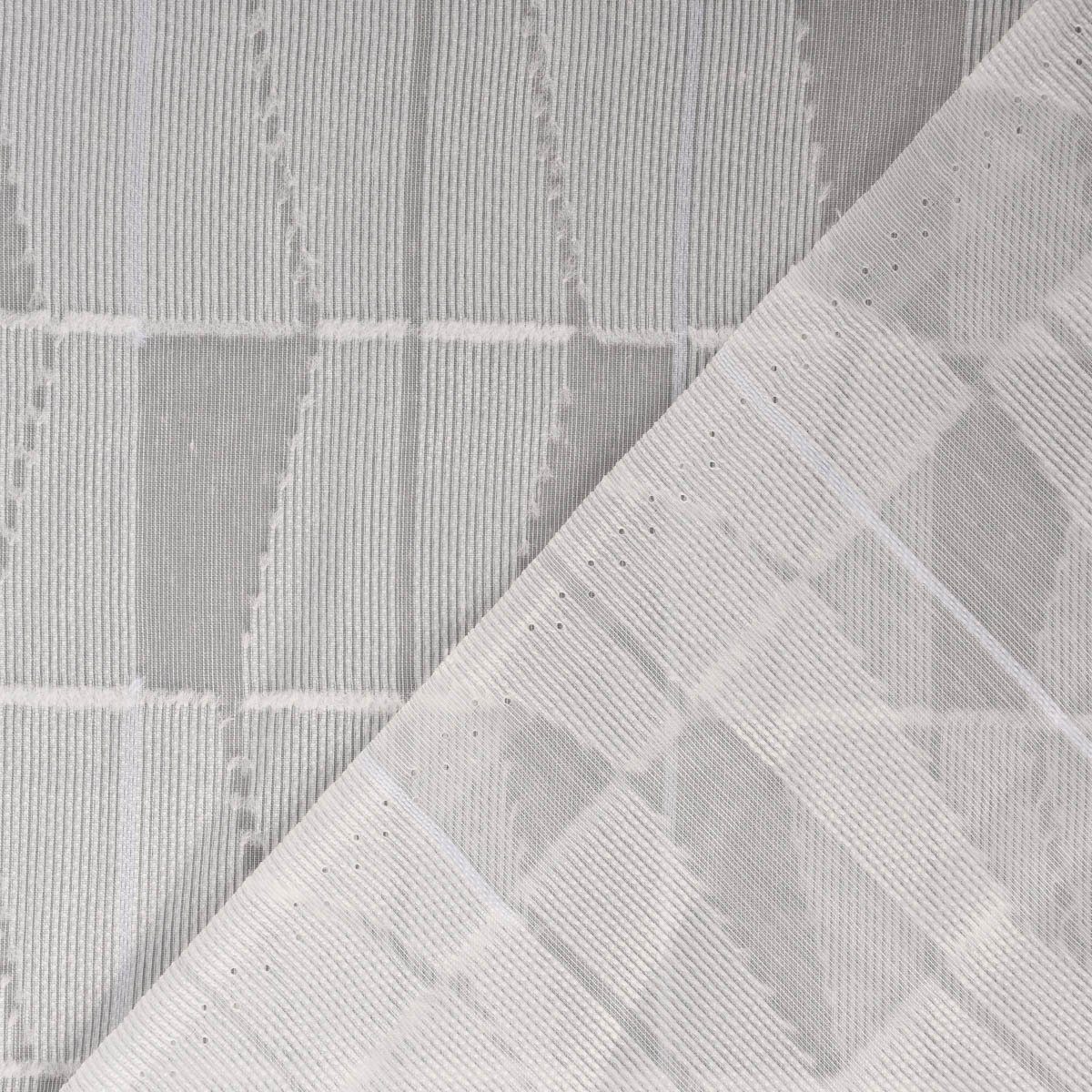 Meterware Rasch Textil Stores Scherli Rechtecke abstrakt weiß 300cm, halbtransparent, Kunstfaser, überbreit