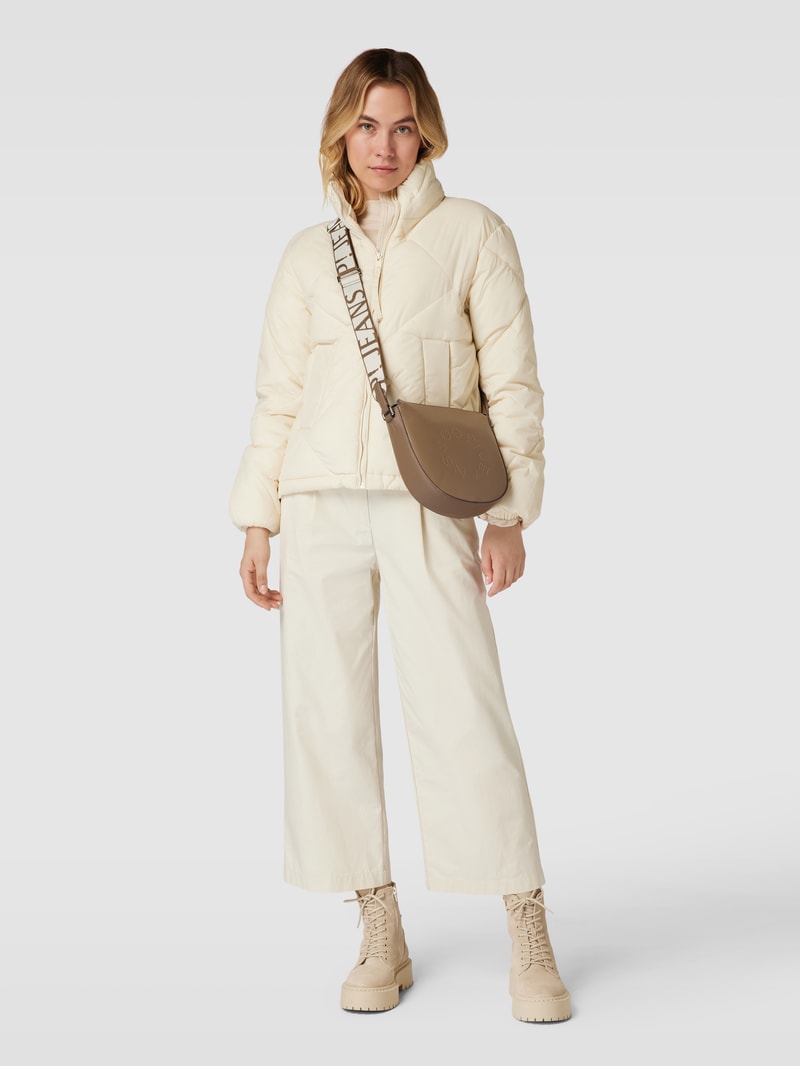 Crossbody Bag mit Label-Stitching Modell 'Stella' in taupe
