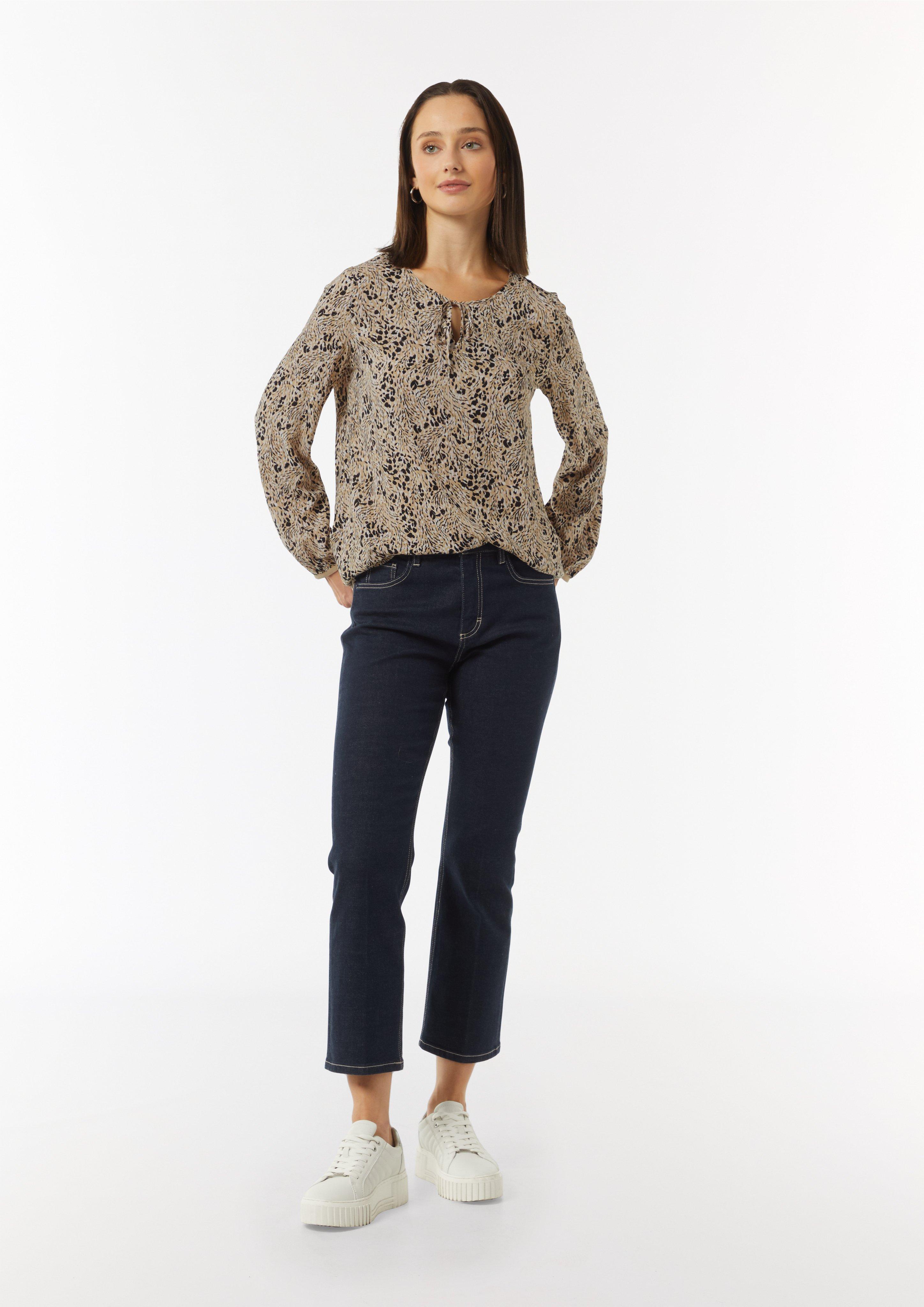 Bluse mit Bindeband - sandstein