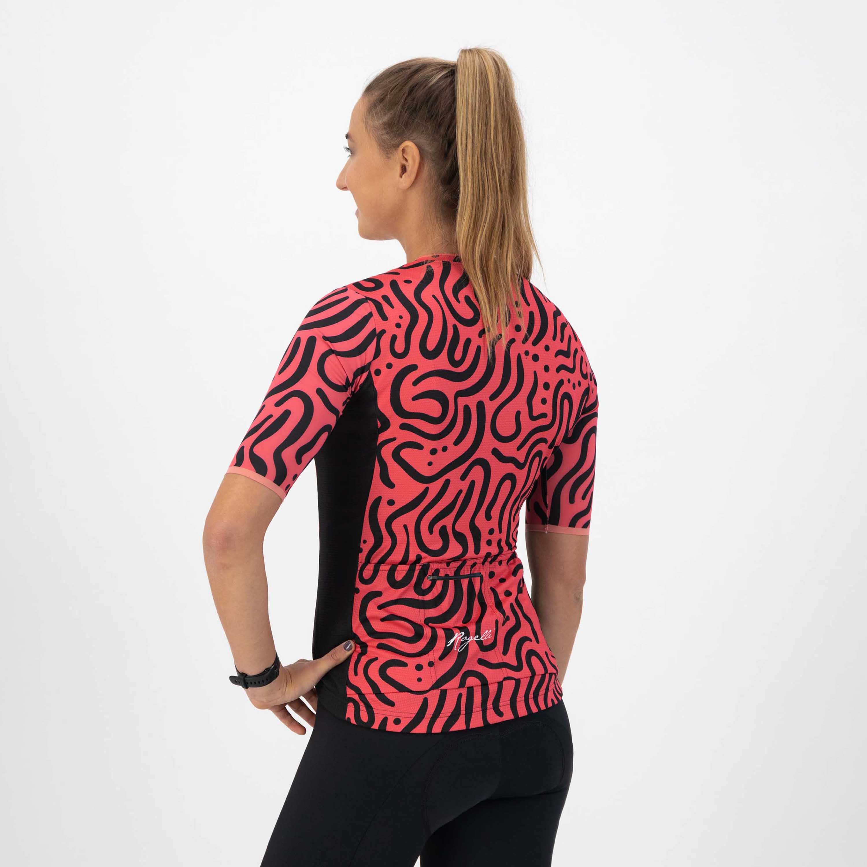 Rogelli Abstract Koralle/Schwarz Damen Radtrikot Kurzarm