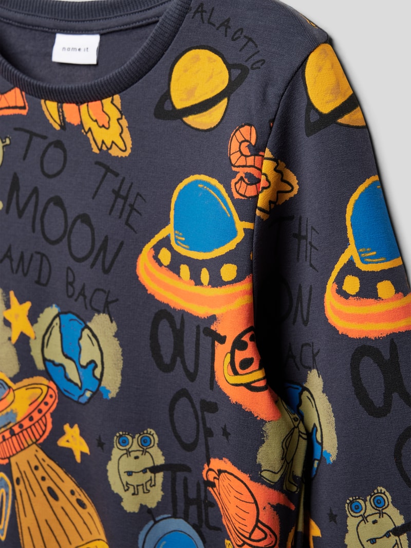 Sweatshirt mit Allover-Motiv-Print in blau