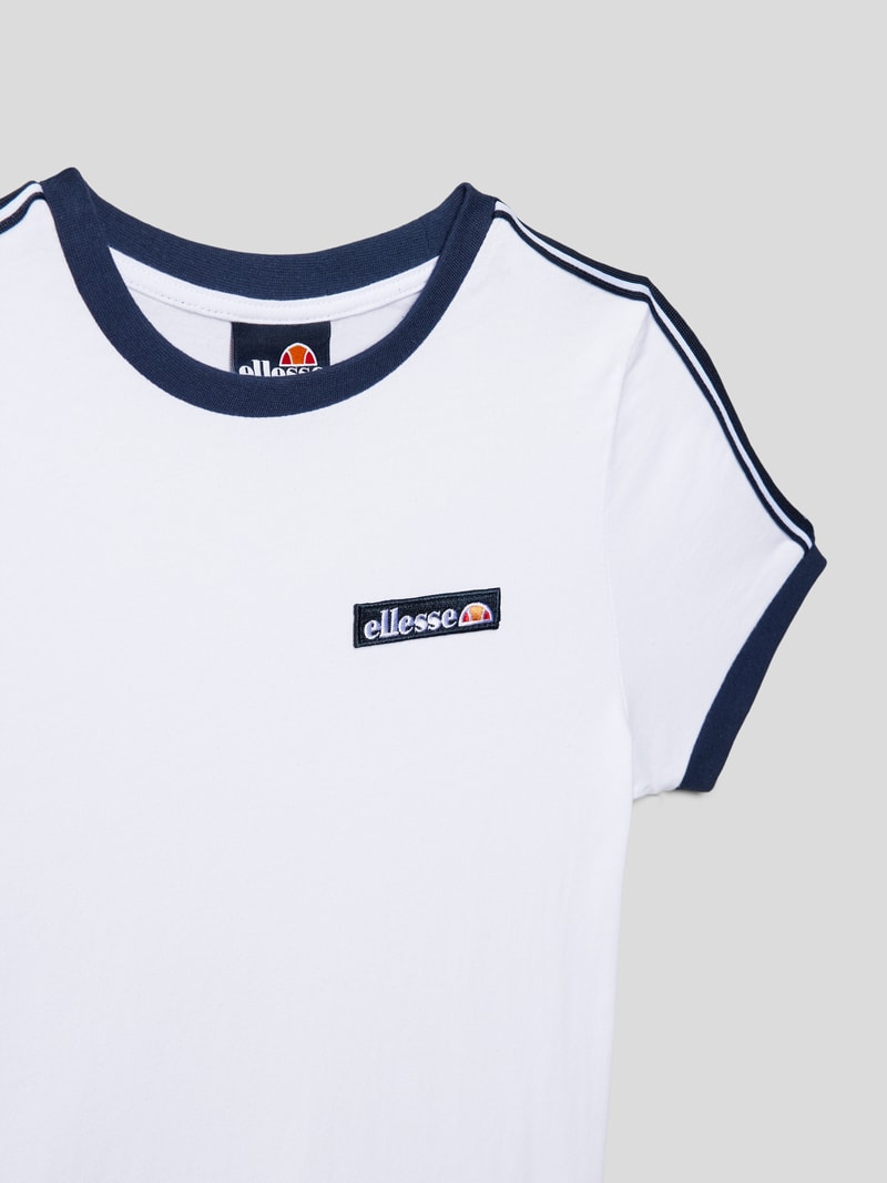 T-Shirt mit Kontraststreifen Modell 'Giovi' in weiß