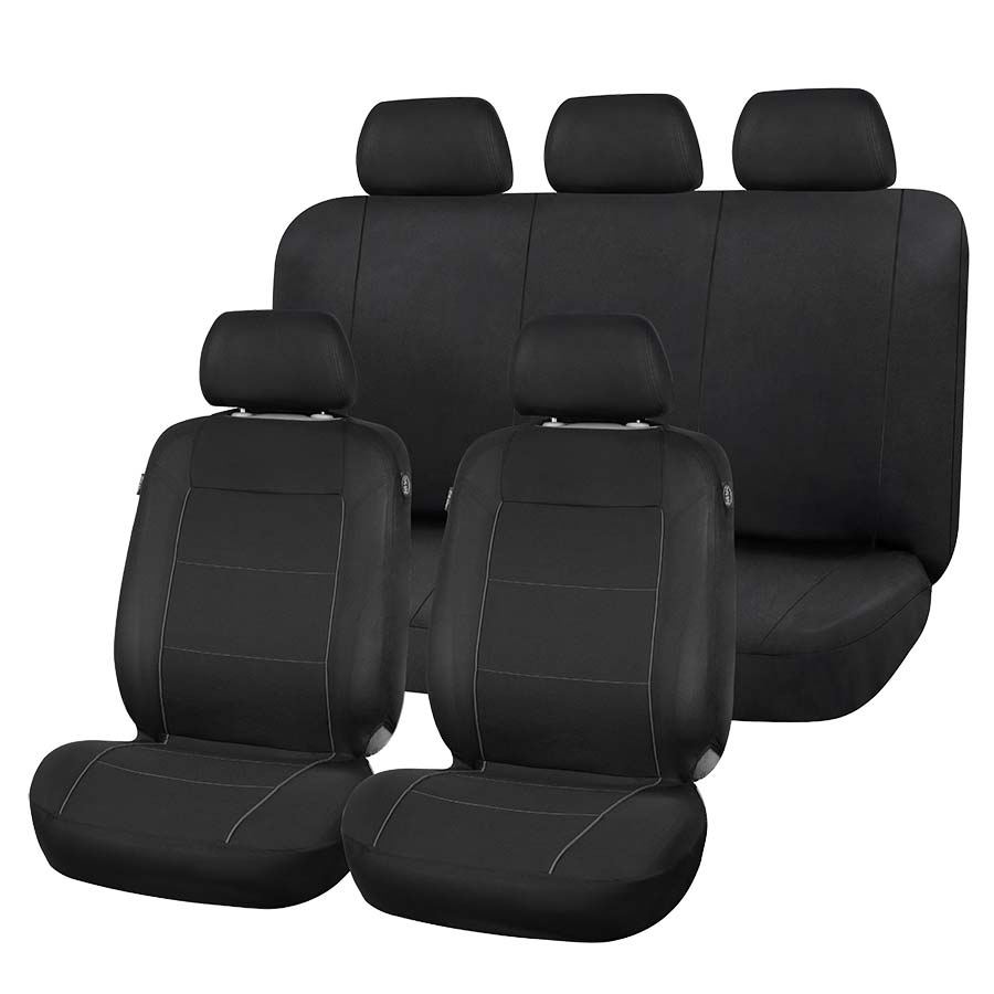 Sitzbezug Universal Budget schwarz-grau, 9-teiliges Komplettset - ATU