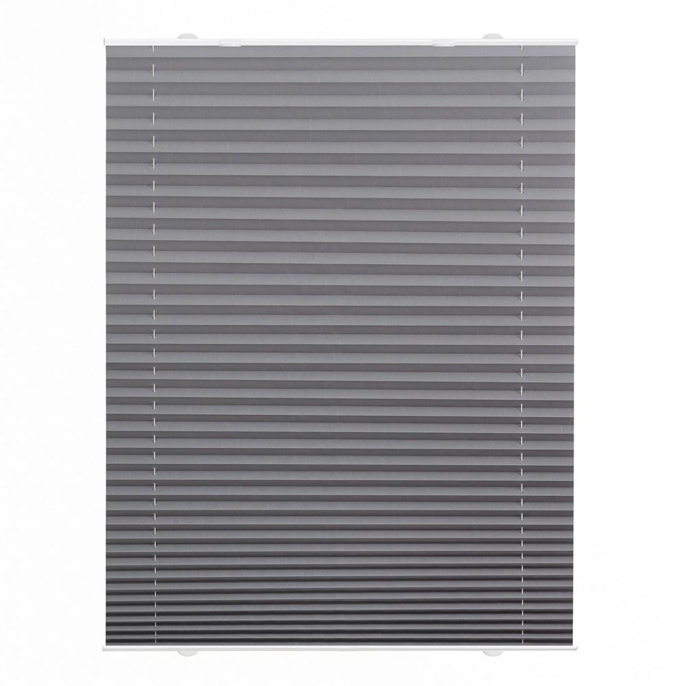 Lichtblick Plissee Haftfix, ohne Bohren Grau, 50 cm x 130 cm (B x L)