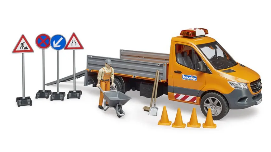 BRUDER - MB Sprinter Kommunal mit Light & Sound Modul, Fahrer und Zubehör 02677