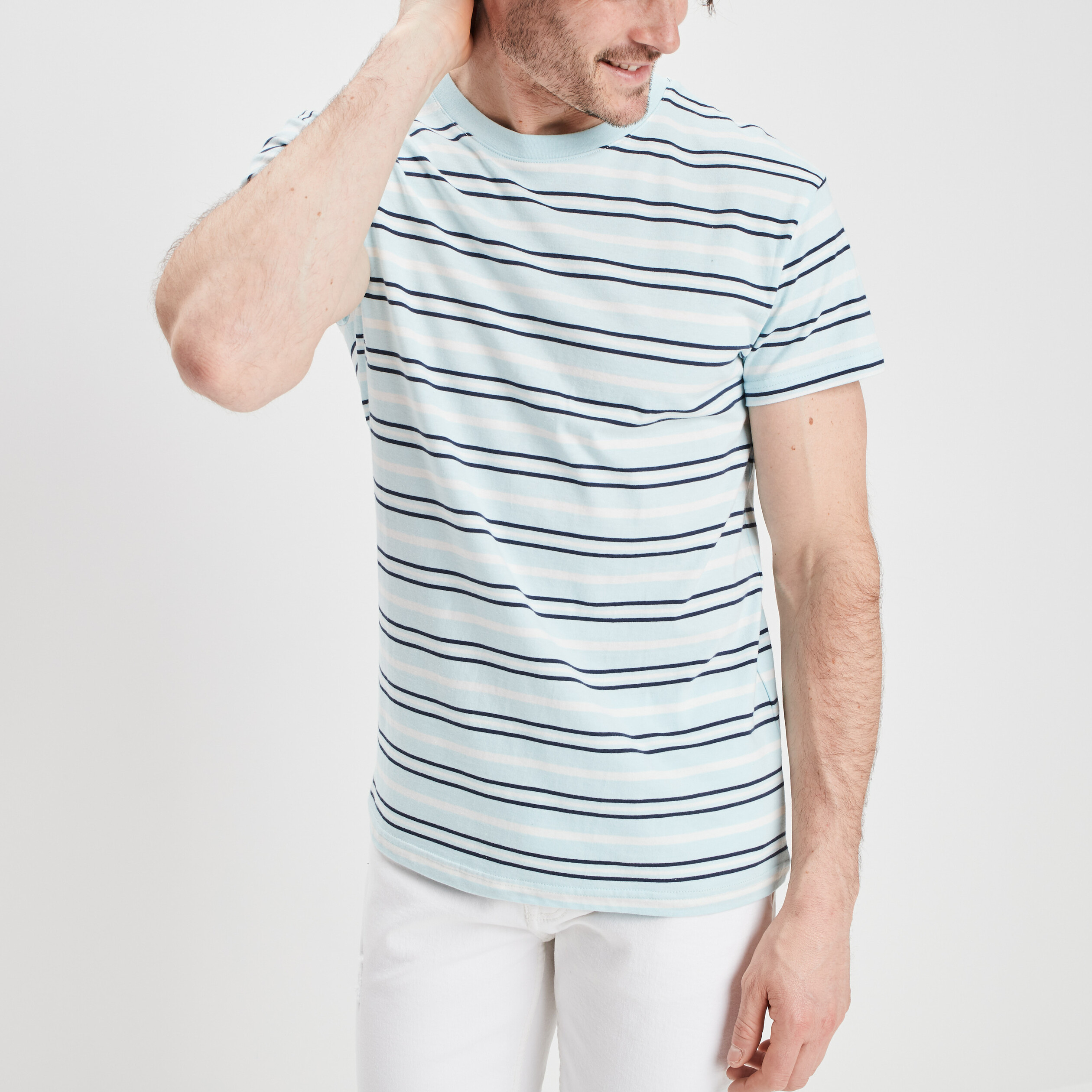 T-shirt manches courtes bleu turquoise homme | La Halle