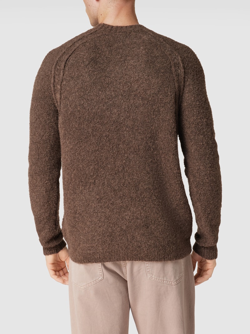 Strickpullover aus Alpaka-Mix mit Rundhalsausschnitt in hellbraun