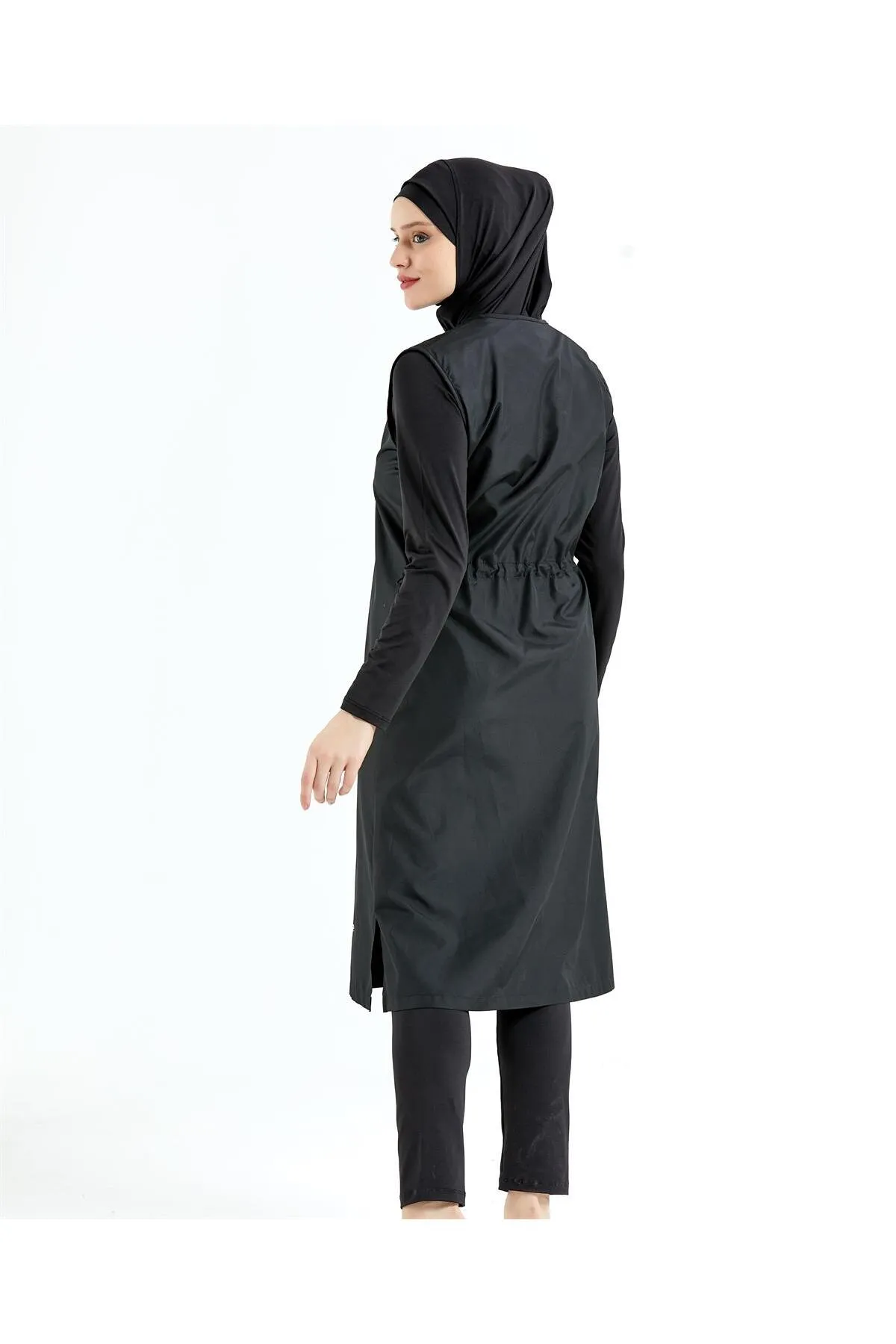 C&City  Langer, vollständig bedeckter Hijab-Badeanzug C13075 Dunkelschwarz