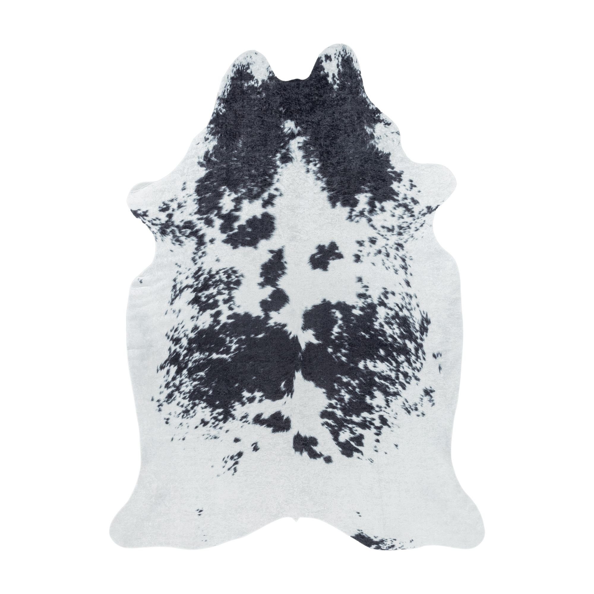 Fellteppich Rindsleder Imitat, Carpetsale24, Rund, Höhe: 7 mm, Fellteppich Kuhfell Rindsleder Imitat Digitaldruck Waschbar Rutschfest