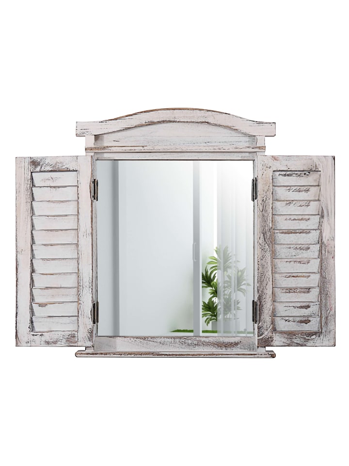MCW Wandspiegel mit Fensterläden, Weiß shabby günstig kaufen onesize