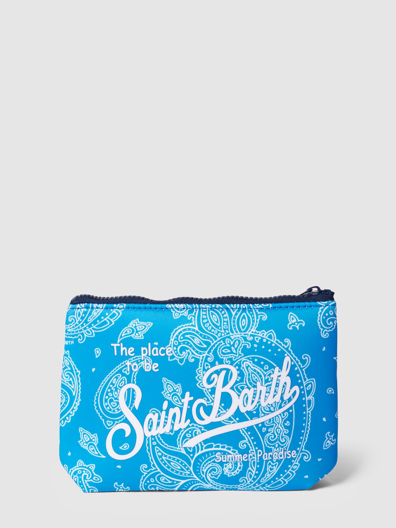 Kulturtasche mit Allover-Muster Modell 'ALINE SPONGE' in royalblau