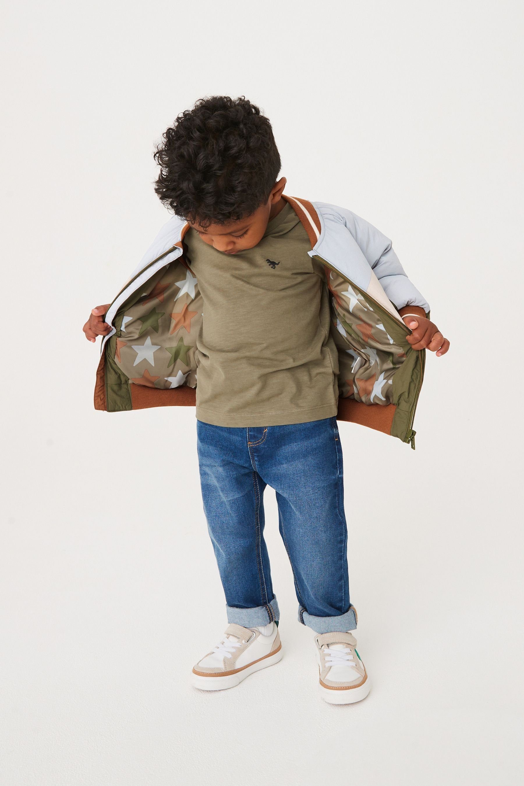 Next Strickjacke Blouson mit Zickzackmuster (1-tlg)