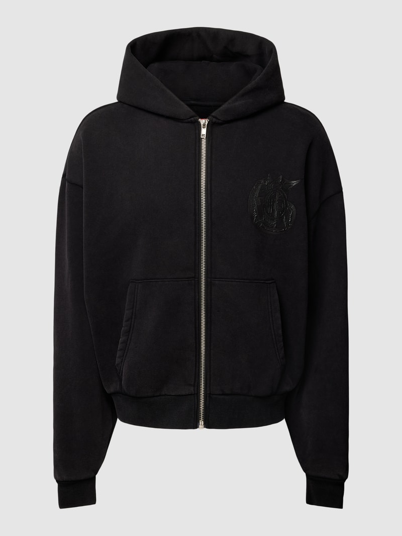 Sweatjacke mit überschnittenen Schultern in schwarz