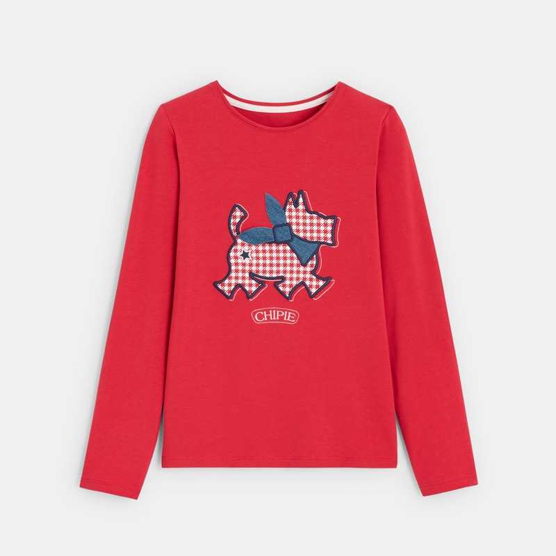 T-shirt Scottish brodé rouge fille Chipie