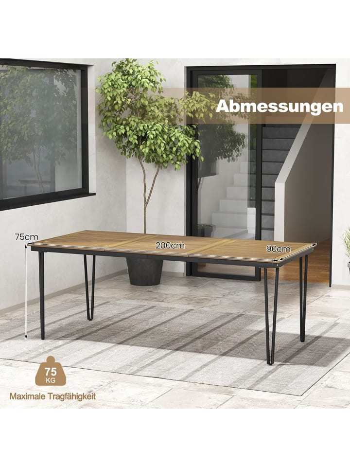 COSTWAY Gartentisch Akazienholz 200cm in Braun günstig kaufen onesize