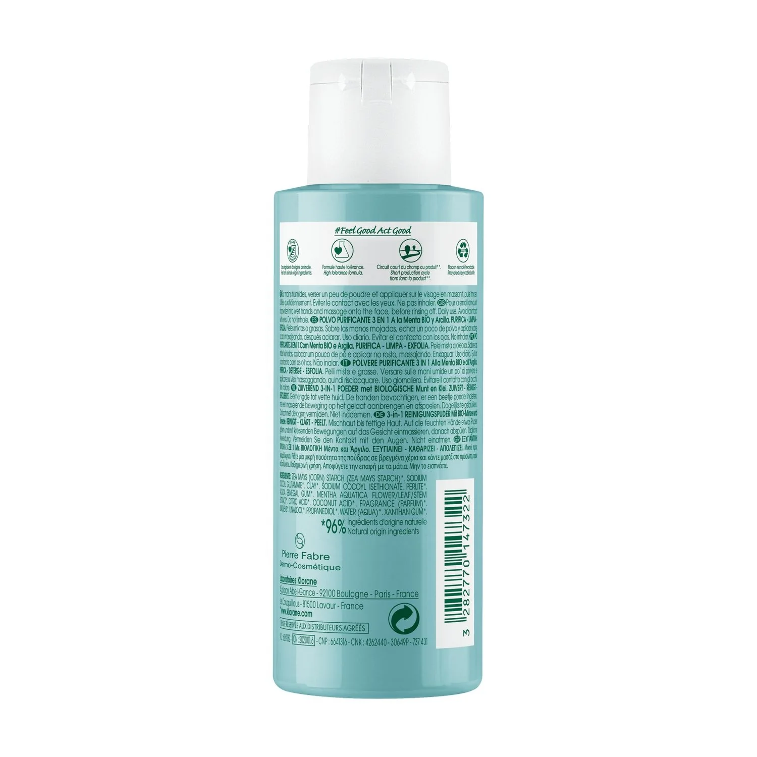 Polvos faciales purificantes 3 en 1 con menta orgánica y arcilla - Exfoliante facial purificante
