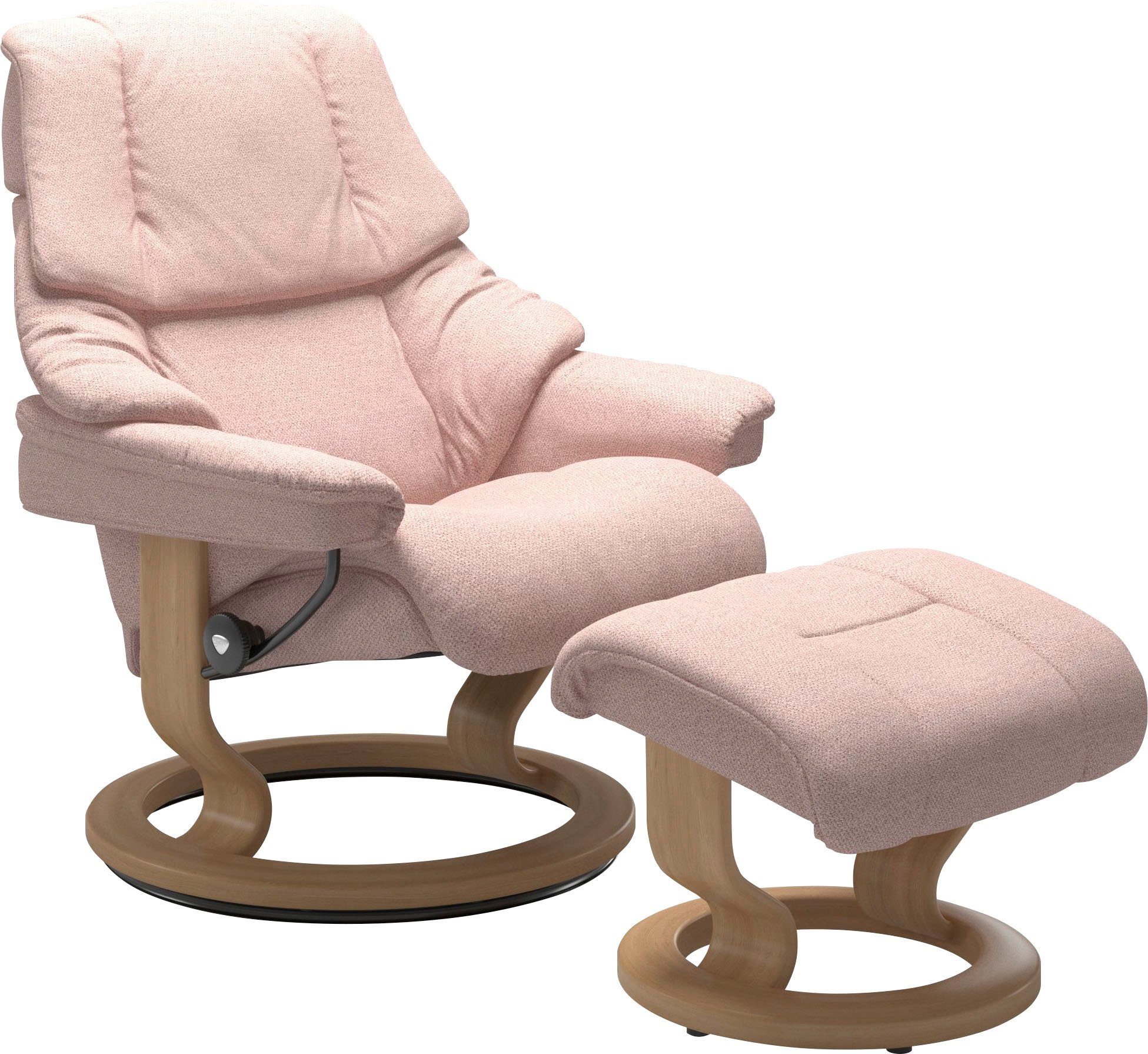 Stressless® Relaxsessel Reno (Set, Relaxsessel mit Hocker), mit Hocker, mit Classic Base, Größe S, M & L, Gestell Eiche