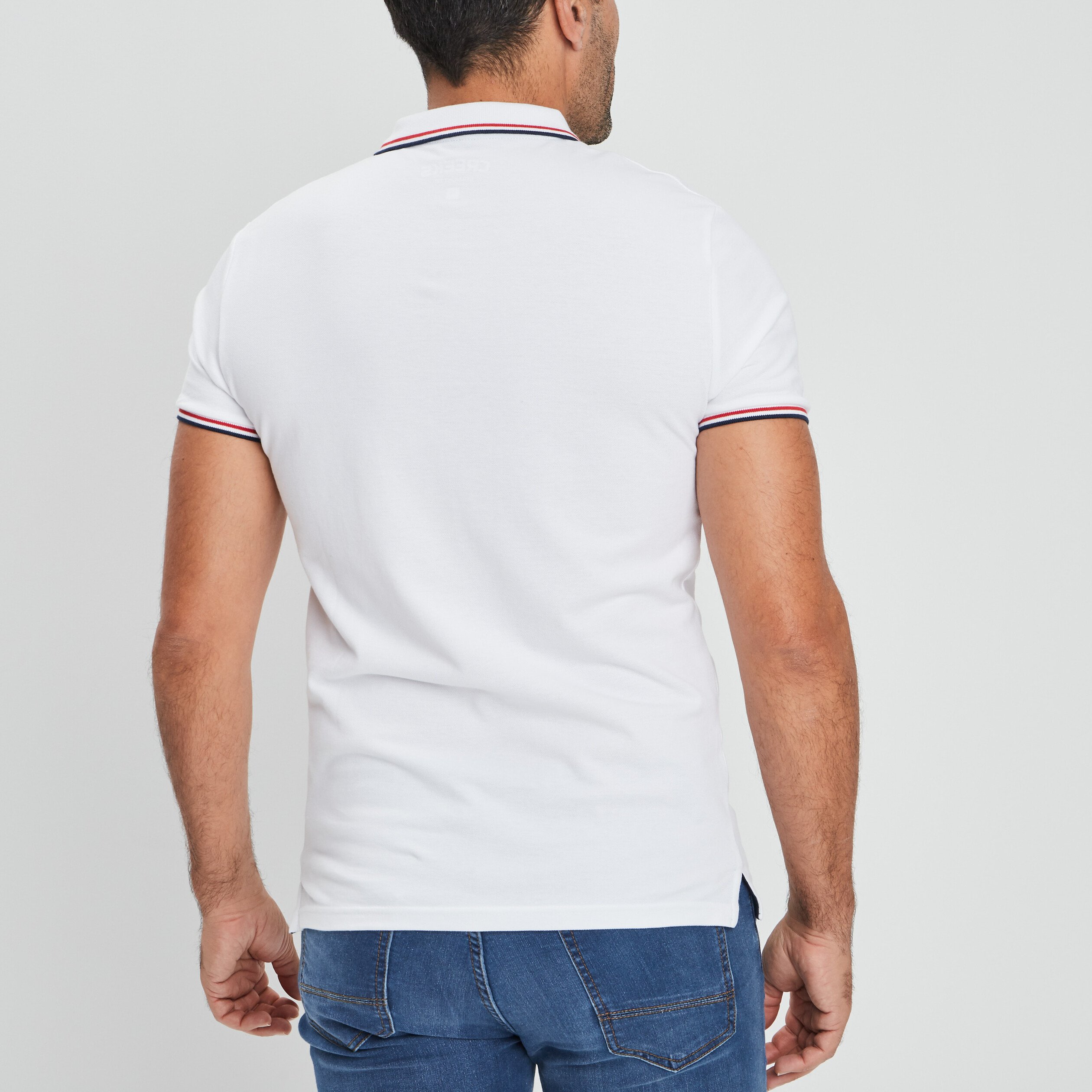 Polo avec broderie poitrine Creeks blanc homme | La Halle