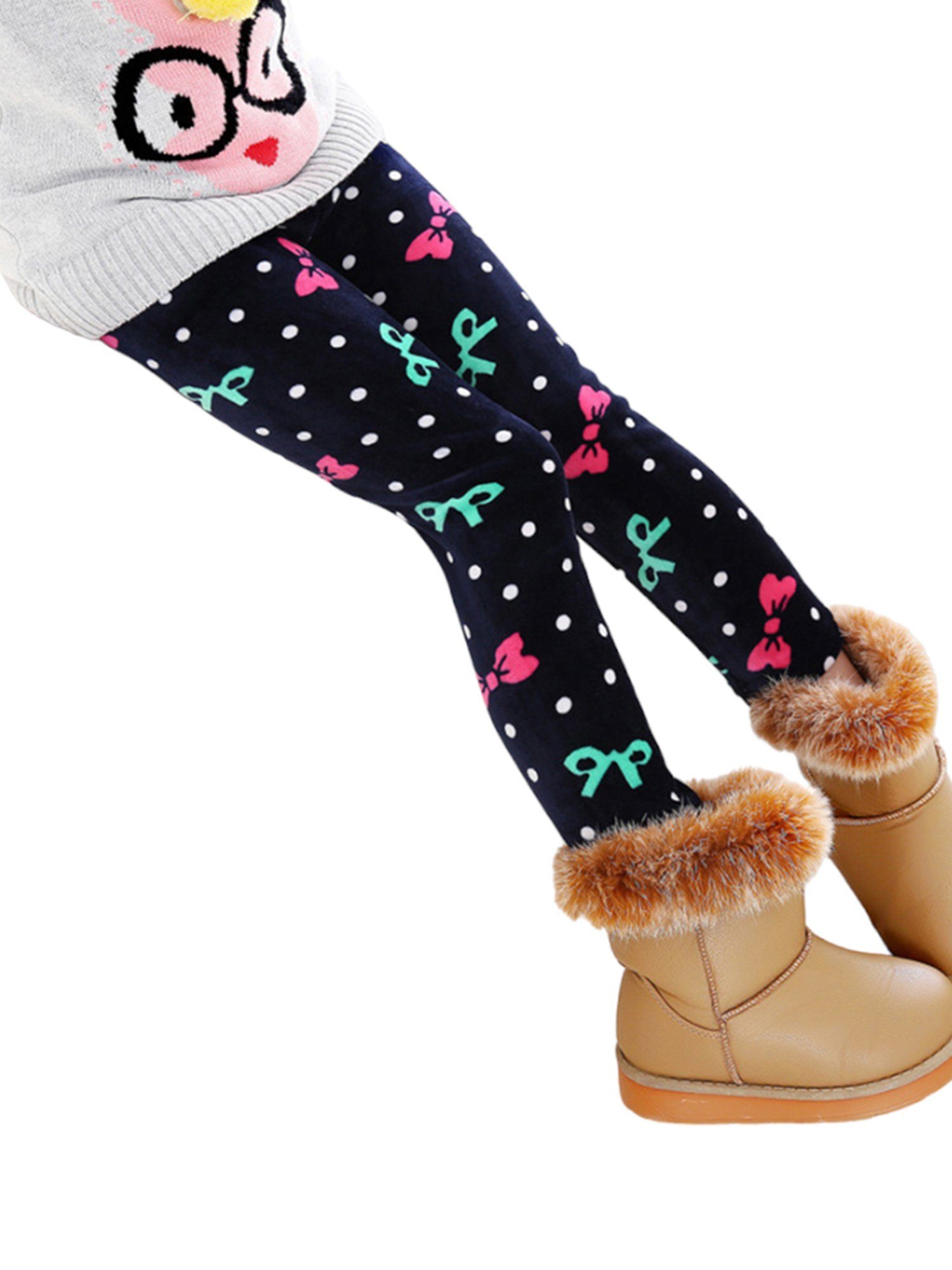 LAPA Thermoleggings Mädchen bedruckte Fleece-Leggings, Herbst Winter Kinder warme Hose (1-tlg)