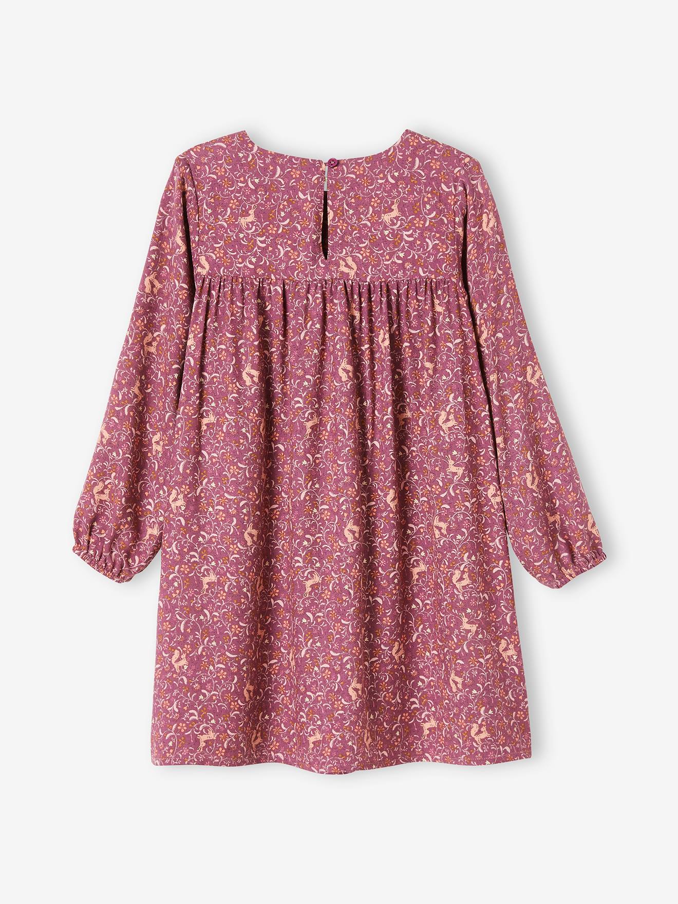 Robe fluide imprimée fille prune