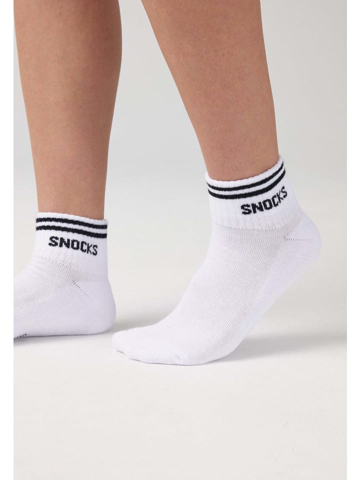 SNOCKS Retro Sneaker Socken aus Bio-Baumwolle 4 Paar in Weiß (Streifen) günstig kaufen 47-50