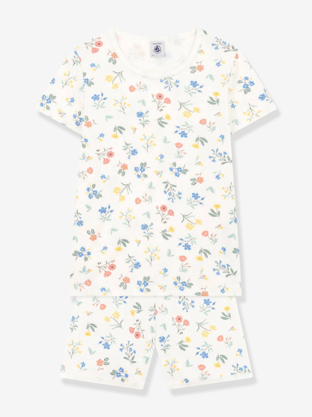 Petit Bateau Mädchen Sommer-Schlafanzug PETIT BATEAU - weiß bedruckt