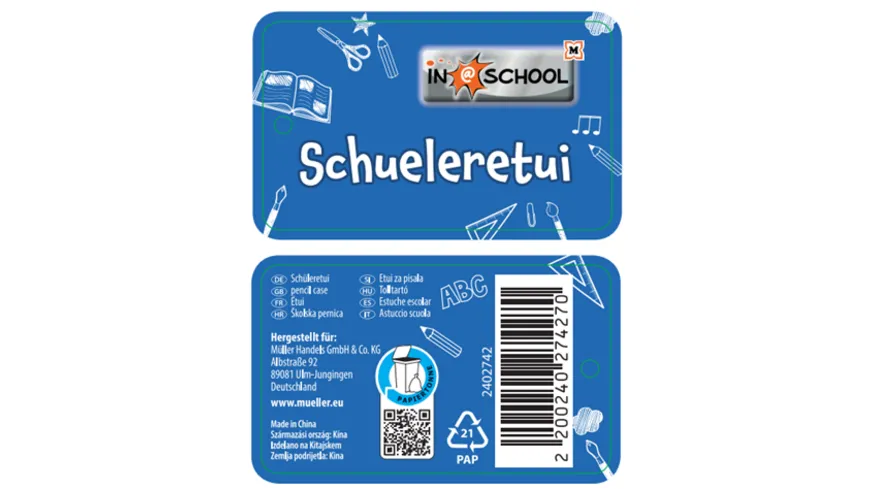 IN@SCHOOL Schüleretui Triple-Decker Boy blau