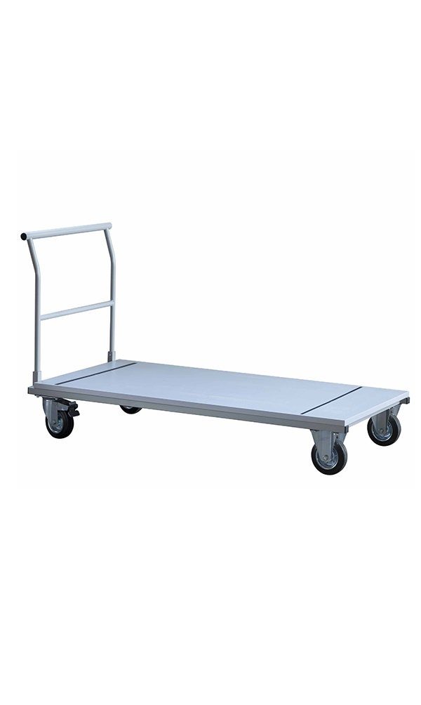 Steelboxx Klapptisch Klapptisch-Transportwagen/ Plattformwagen,1600 x 690 mm, Grau (Komplett Set, 1-St), - Max. 8 Klapptische auf dem Wagen stapelbar