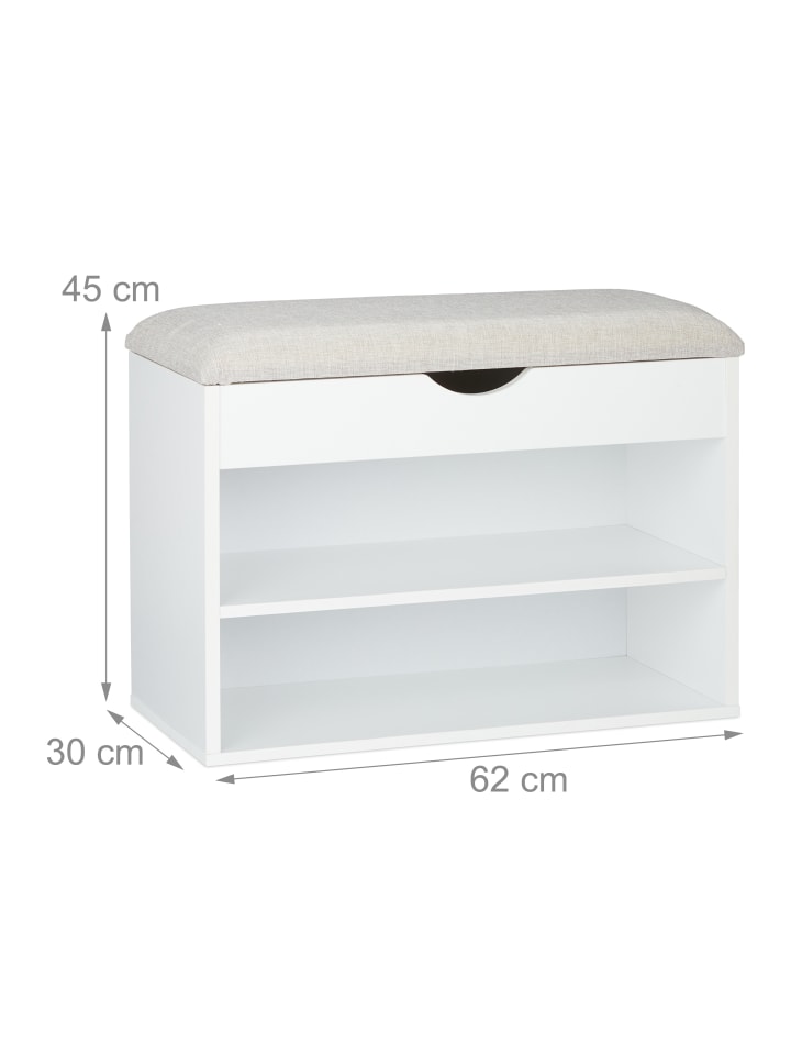 relaxdays Schuhbank in Weiß - (B)62 x (H)45 x (T)30 cm günstig kaufen onesize