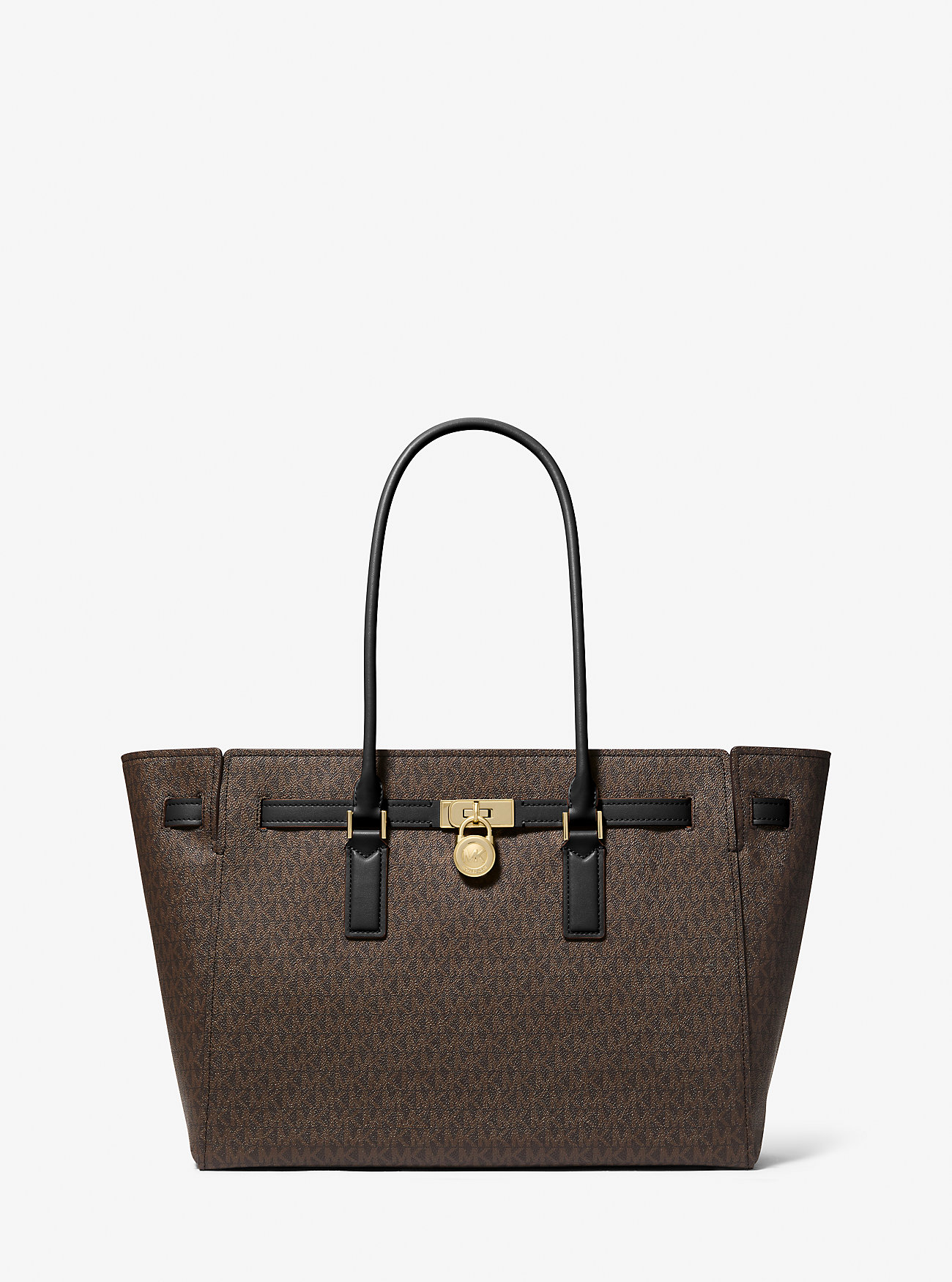 Hamilton Moderne Stor Tote Bag med Signaturlogo - BRUN/SVART