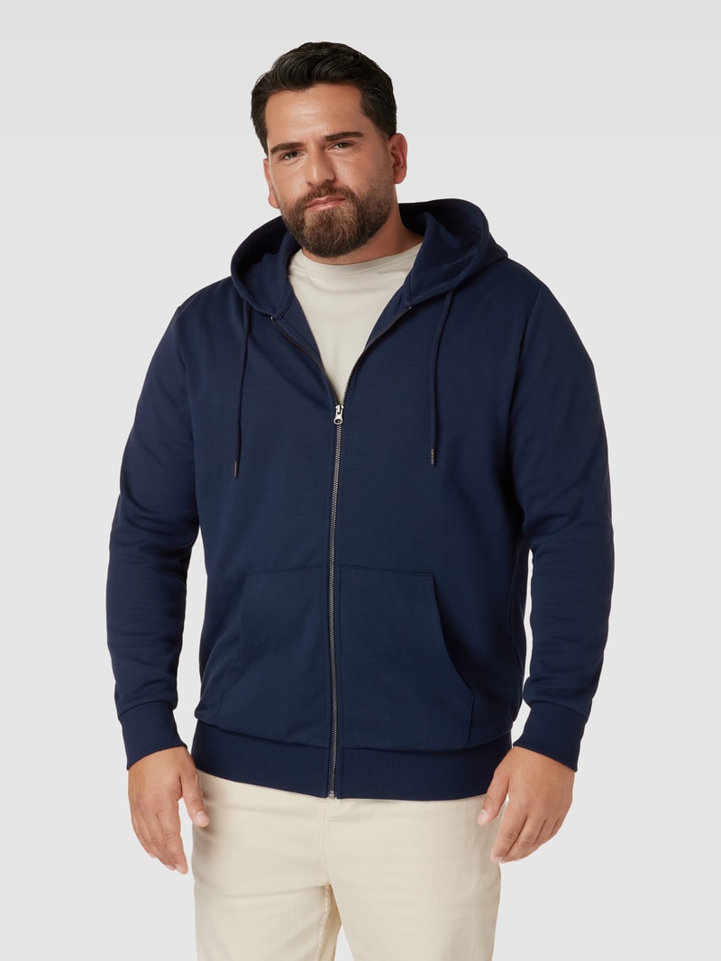 PLUS SIZE Sweatjacke mit Kapuze Modell 'BASIC' in marineblau