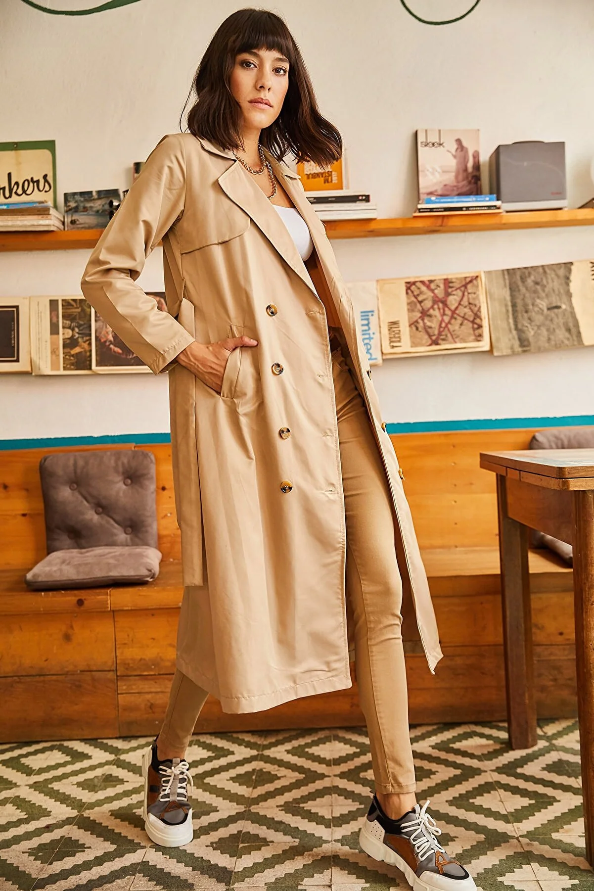 Olalook  Trenchcoat - Beige - Zweireihig