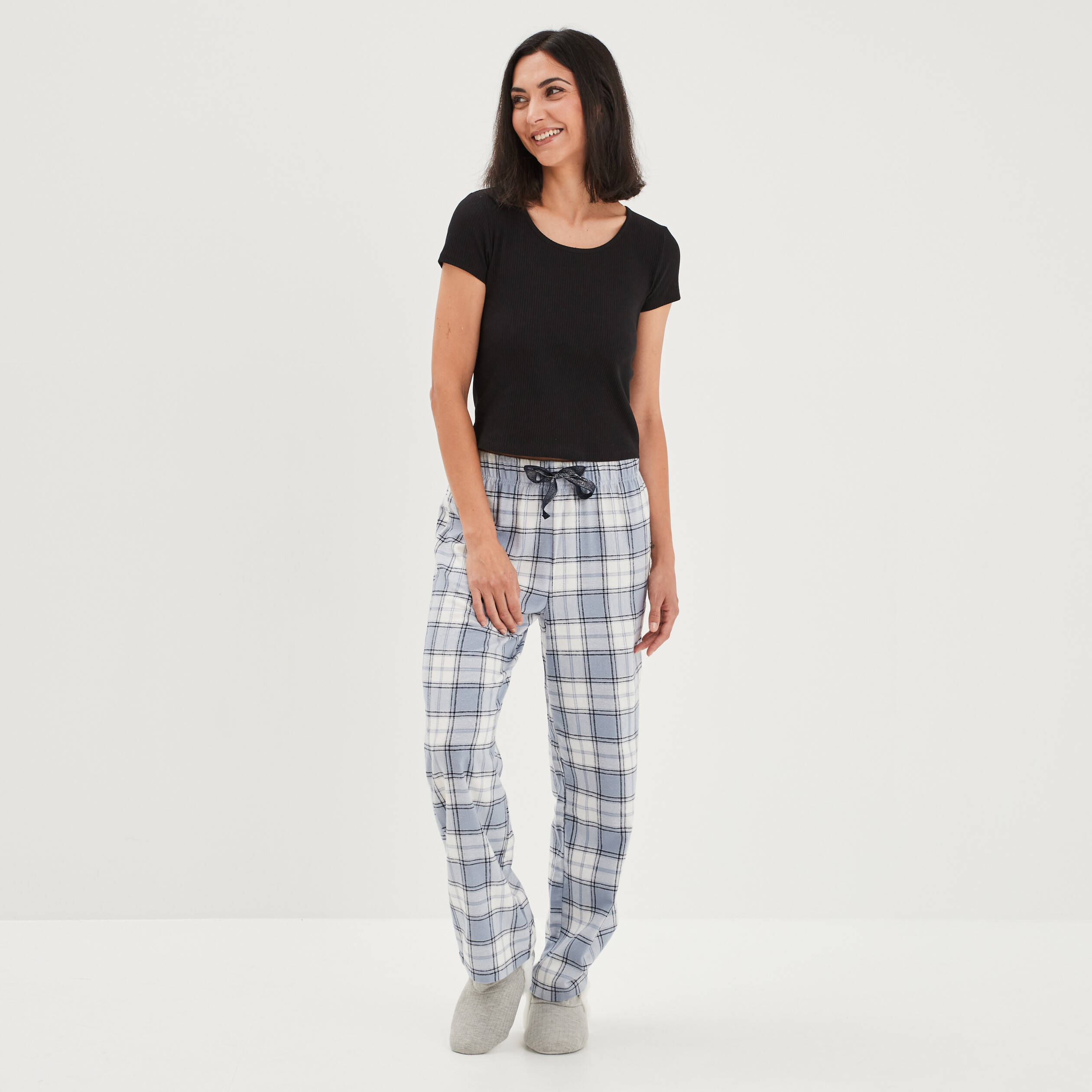 Pantalon de pyjama taille élastiquée bleu femme | La Halle
