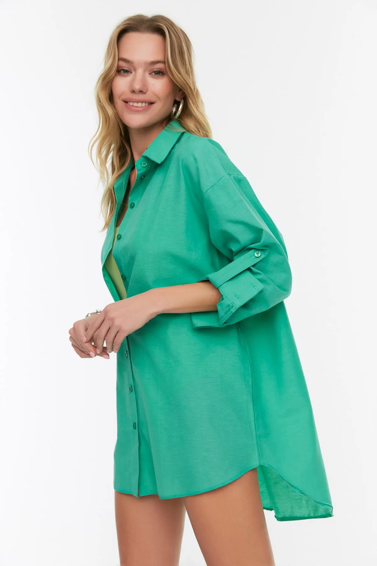 Trendyol Collection  Hemd - Grün - Relaxed Fit