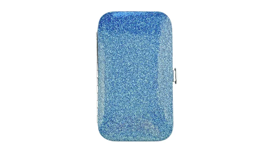 Rahmenmaniküre Etui, 3-teilig, Blau, Glitzer