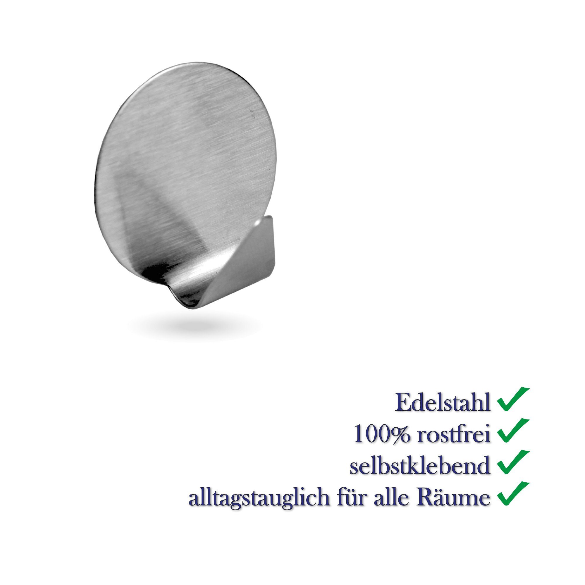 Bestlivings Wandhaken Wandhaken Edelstahl, selbstklebend, 4er, Badezimmer, Türen, Duschen, Badewannen, Vorhänge, Küche, (4-St), Silber aus Edelstahl, Rostfrei Aufhänger Bilderhaken ohne Bohren