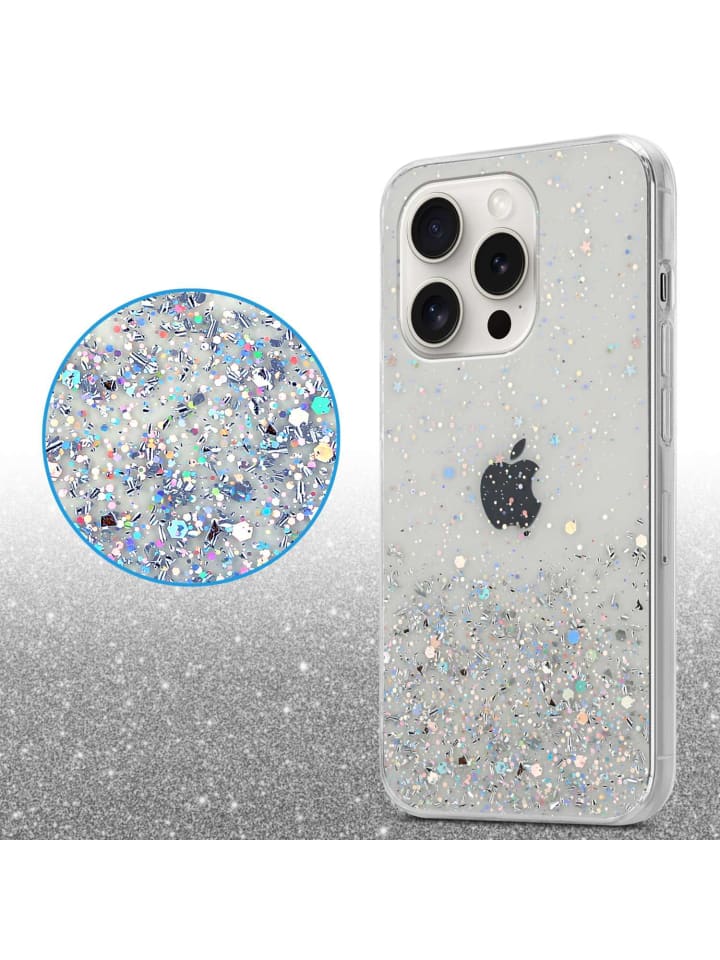 cadorabo Hülle für Apple iPhone 15 PRO MAX Glitter in Transparent mit Glitter günstig kaufen onesize
