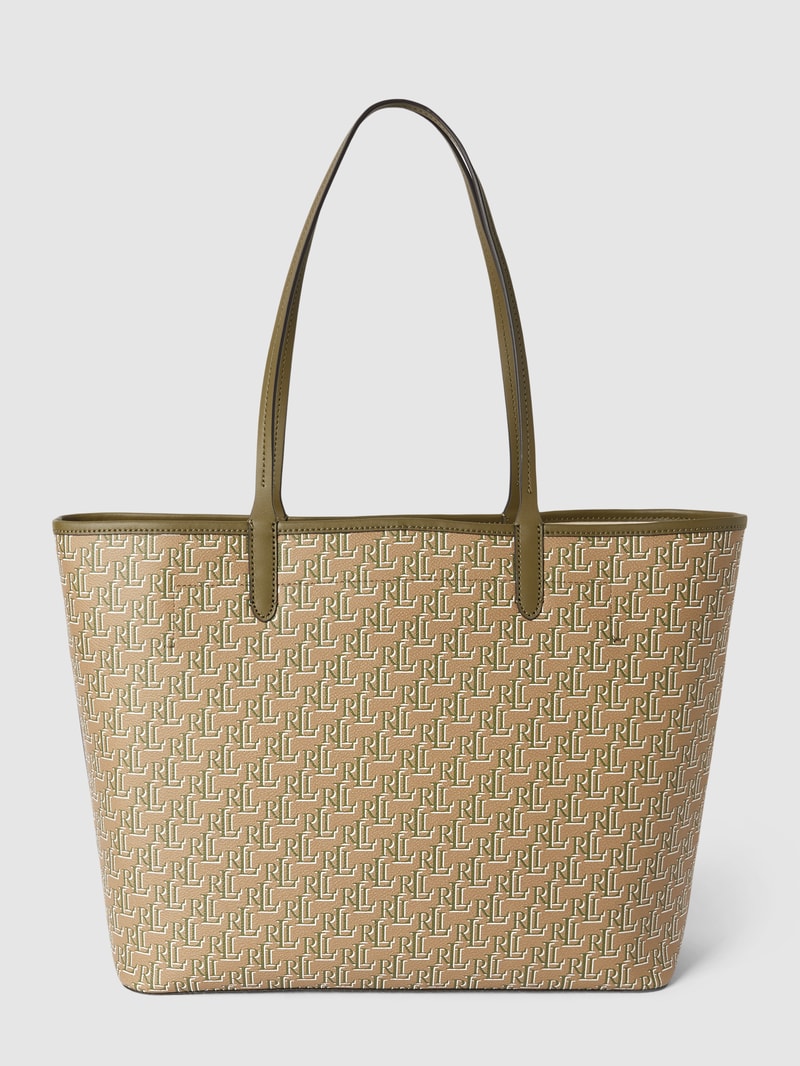 Tote Bag mit Allover-Logo Modell 'COLLINS' in olivgrün
