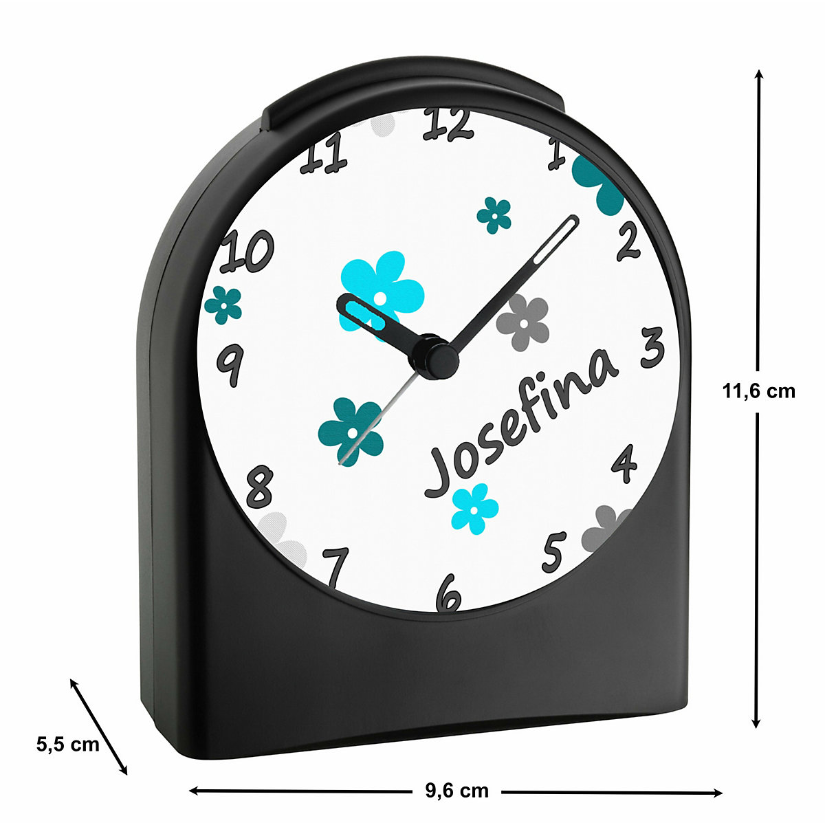 Kinder Funkwecker personalisiert mit Namen Blume Atom-/Funkuhr, 12-Stunden-Anzeigeformat, Schlummerfunktion, Nachtlicht, Geräuschlos/Ohne Ticken