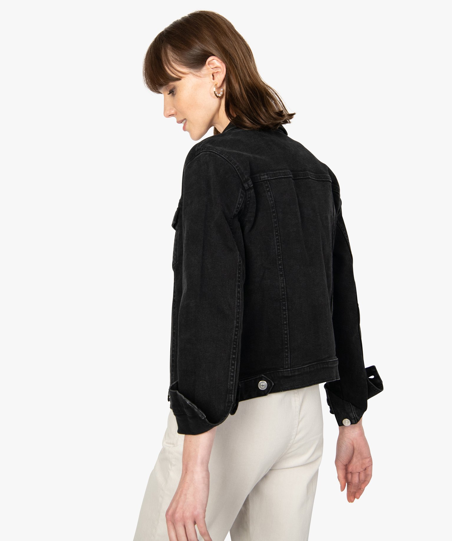 Blouson femme en denim avec surpiqres | GEMO