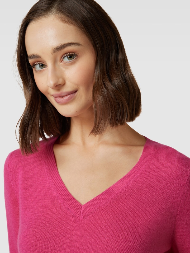 Strickpullover aus Kaschmir mit V-Ausschnitt in pink