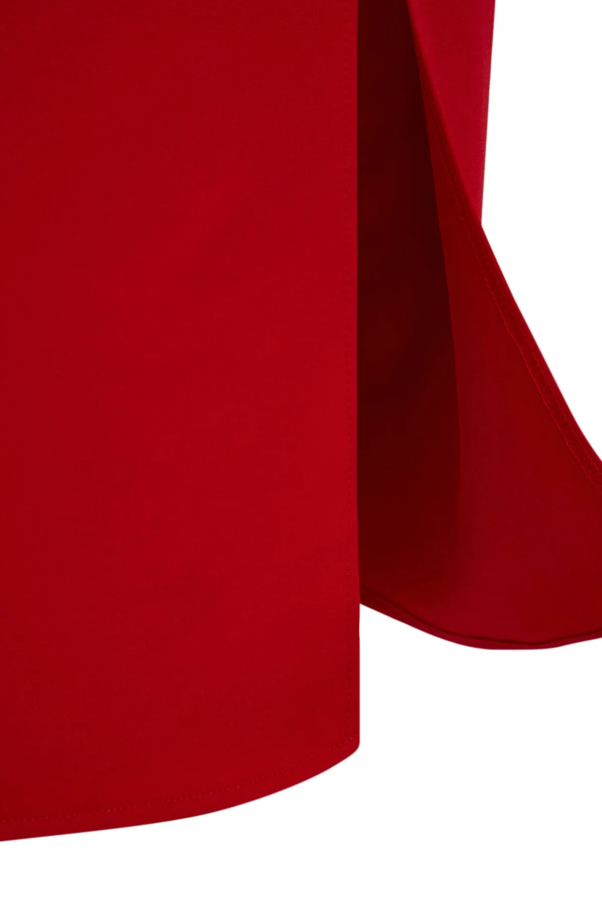 Trendyol Collection  Rotes, eng anliegendes, figurbetontes Midi-Webkleid mit Schlitz und Gürtel TWOSS23EL02262