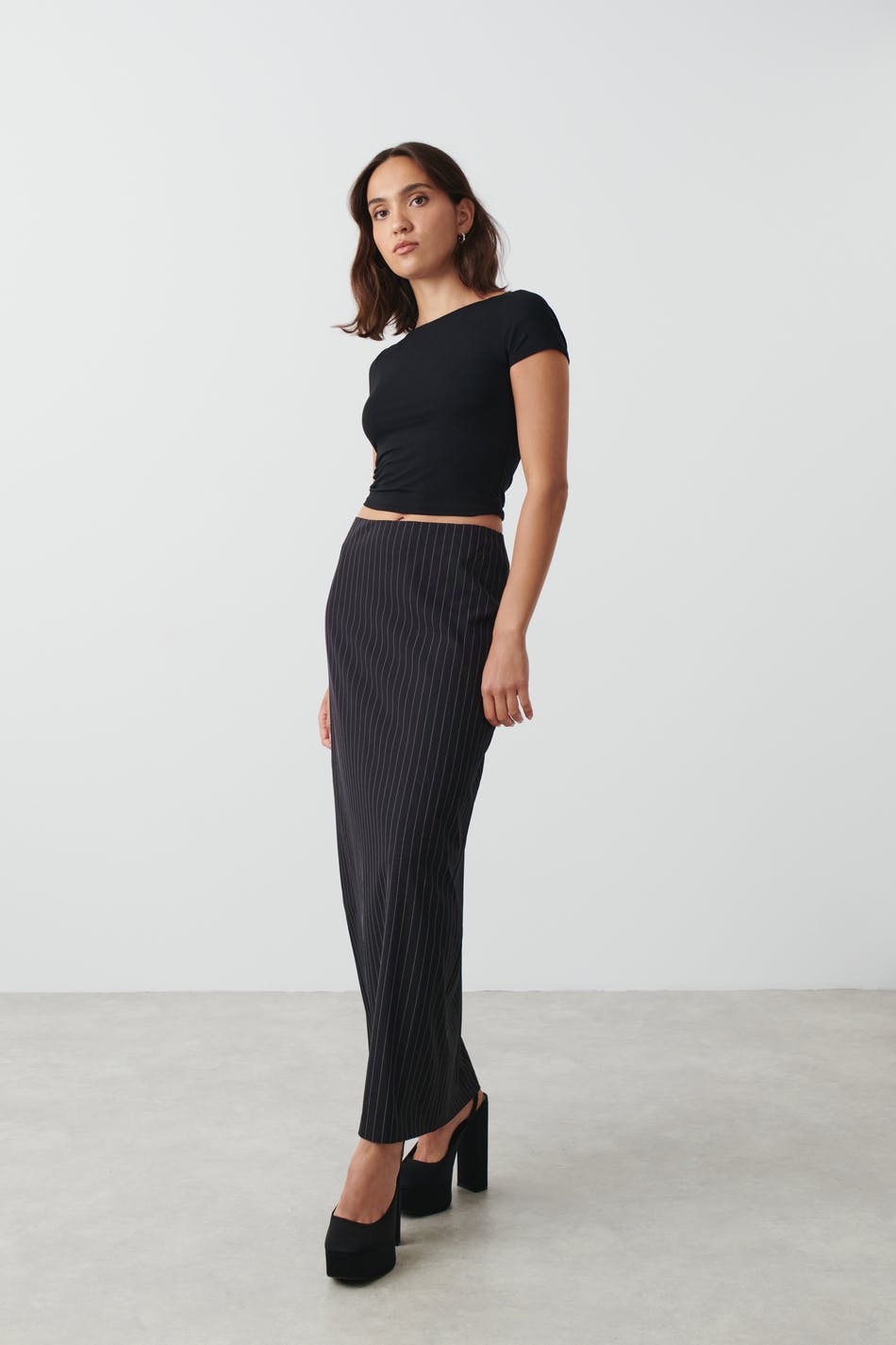 Pinstripe maxi skirt