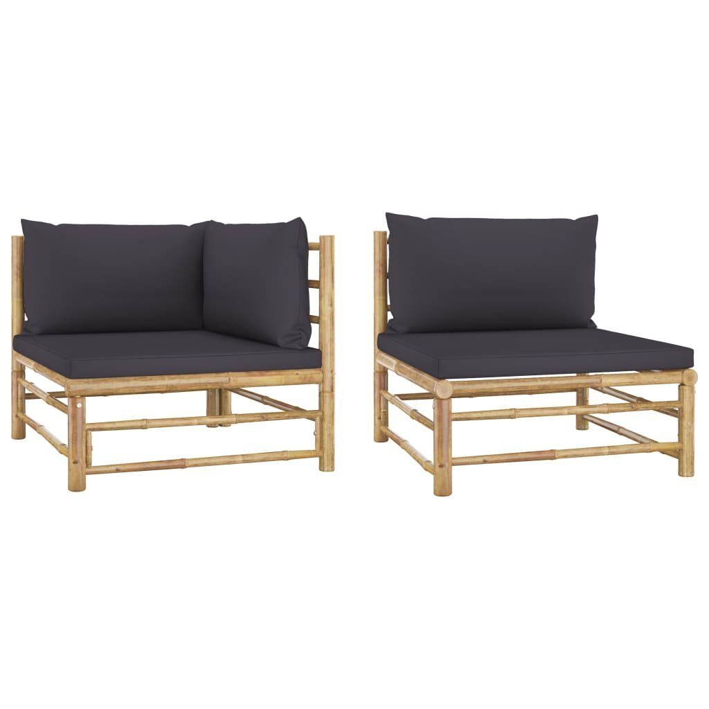 vidaXL Loungesofa 2-tlg. Garten-Lounge-Set mit Kissen Dunkelgrau Bambus, 1 Teile