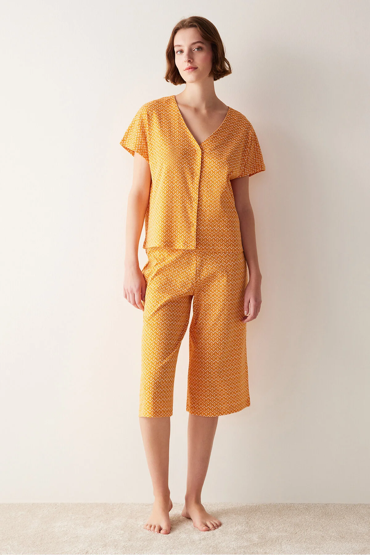 Penti  Capri-Pyjama-Set Flora Orange Gelb