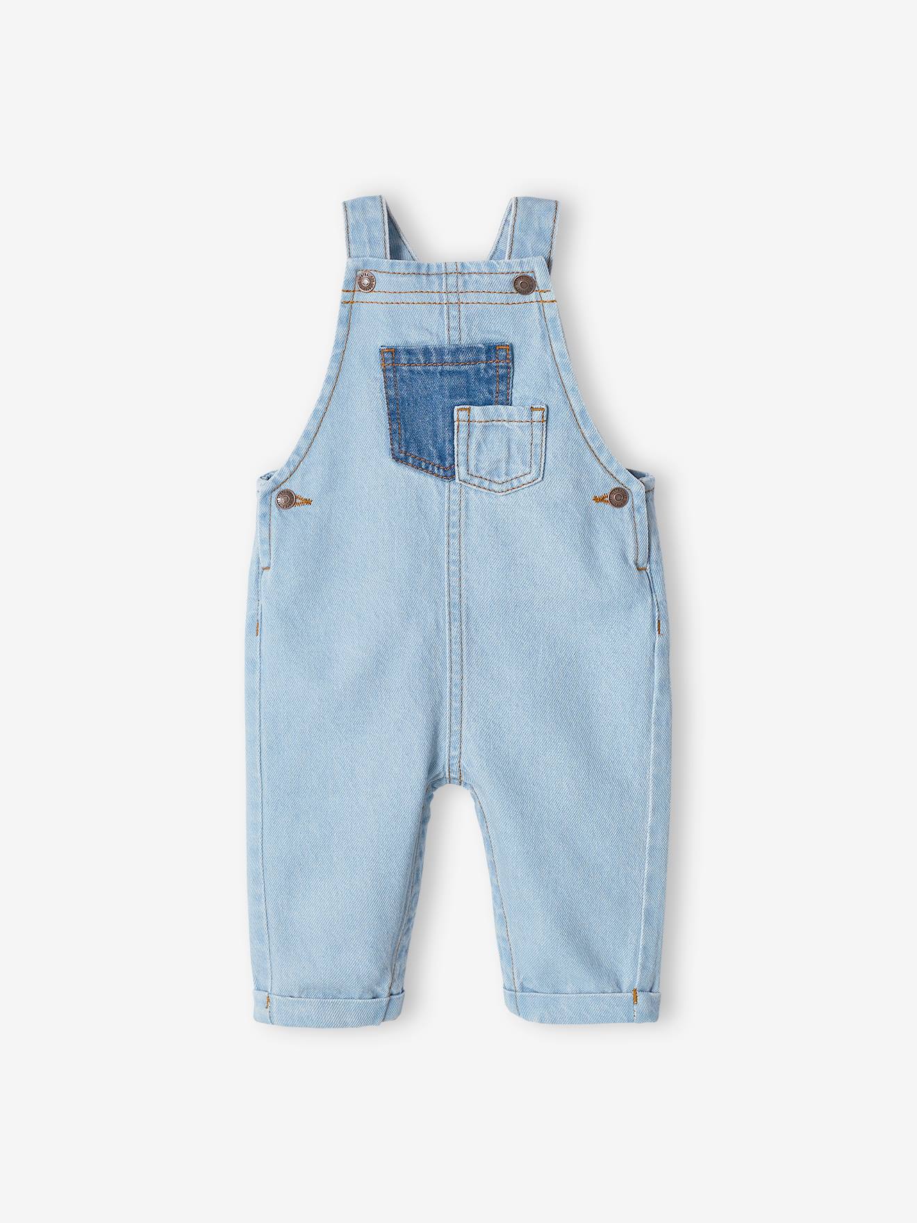 Vertbaudet Baby Latzjeans, Kontrast-Taschen - bleached