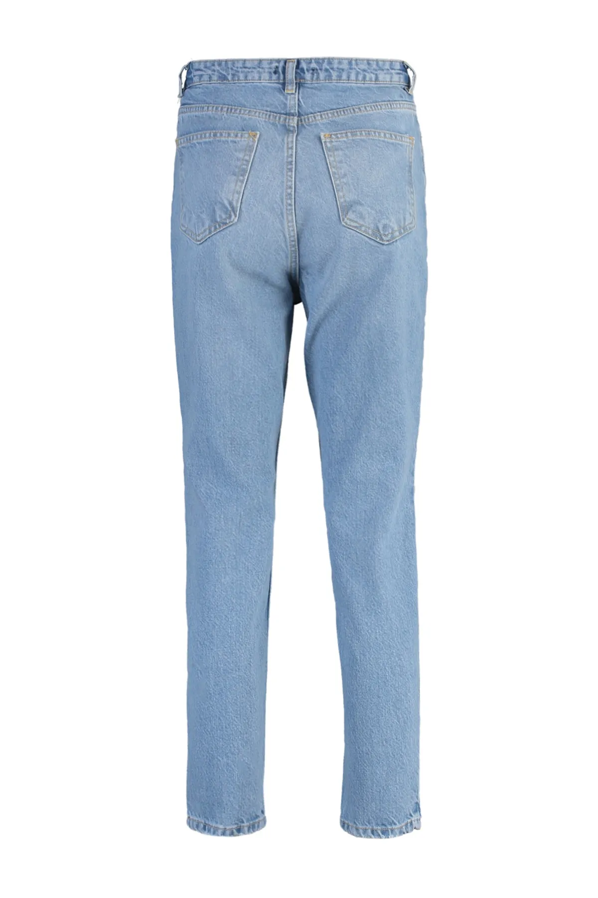 Trendyol Collection  Dunkelblaue Mom-Jeans mit zerrissenem Detail und hoher Taille TWOSS21JE0110