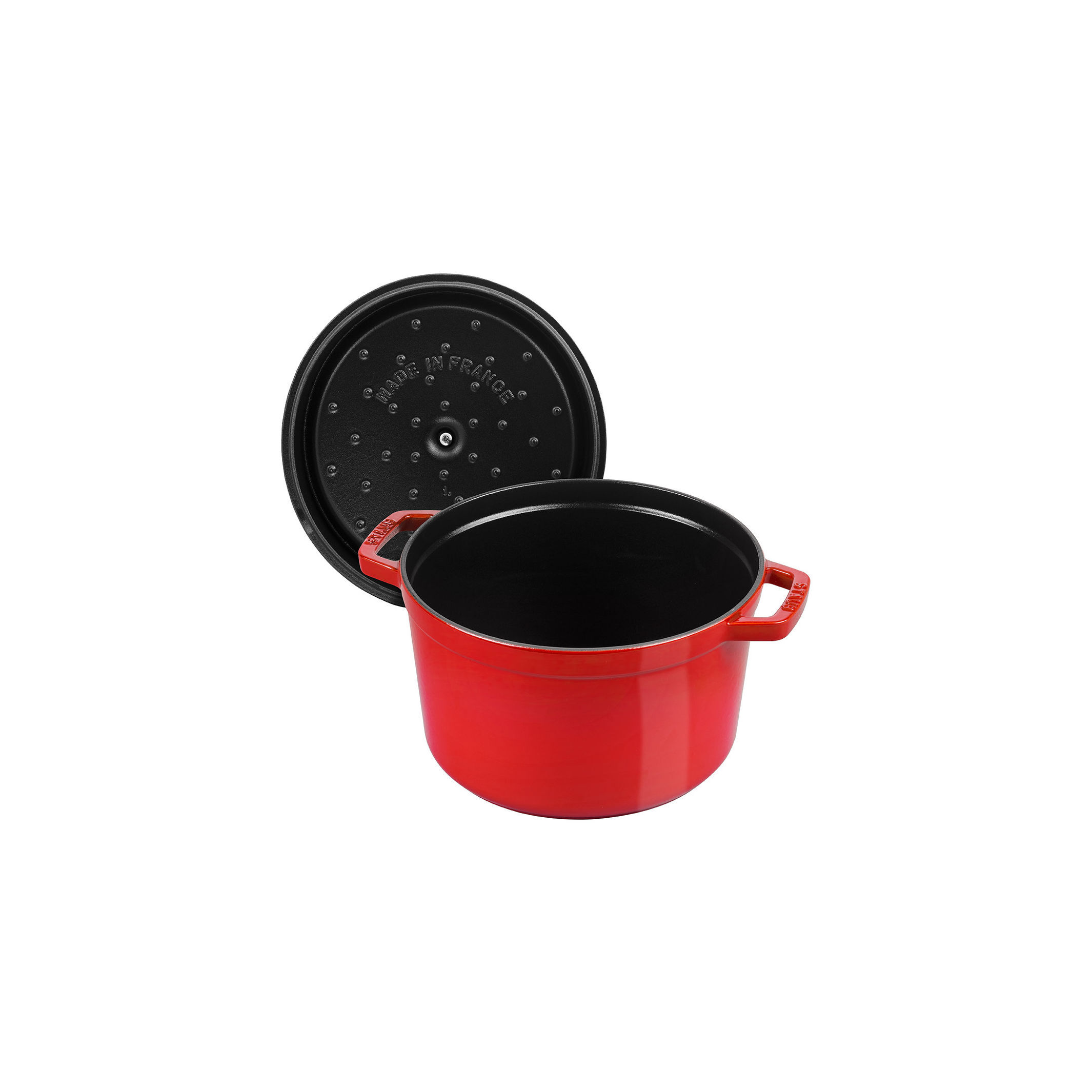Cocotte tief 24 cm, rund, Kirsch-Rot, Gusseisen