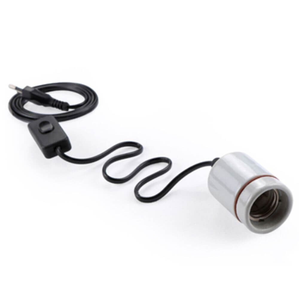 Happet Terrarium Porzellanfassung mit Kabel für E27 - 250 W Keramikfassung Schalter